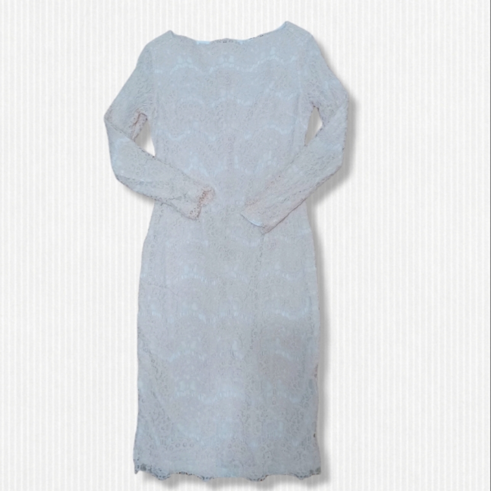 Full Pastel Pink Lace Midi Dress. NWOT. Size XXS